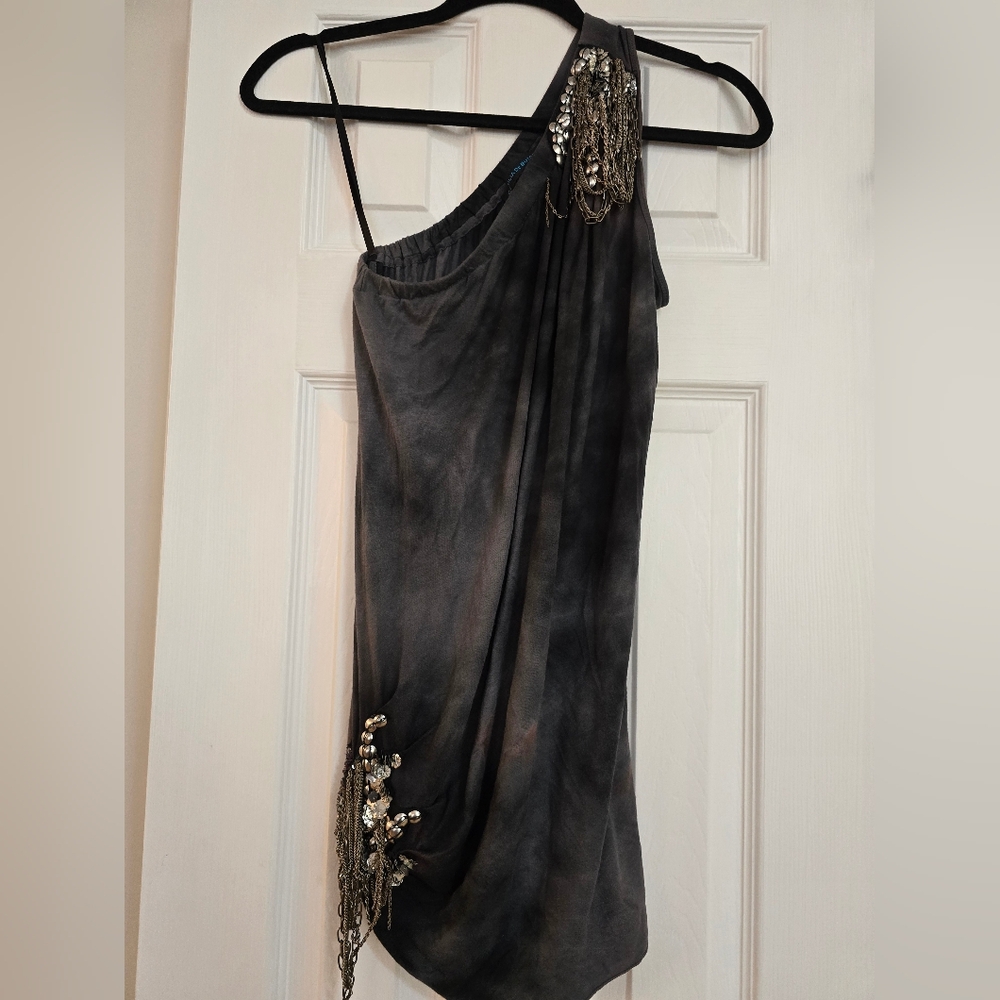 Elegant One-Shoulder Gray Dresd